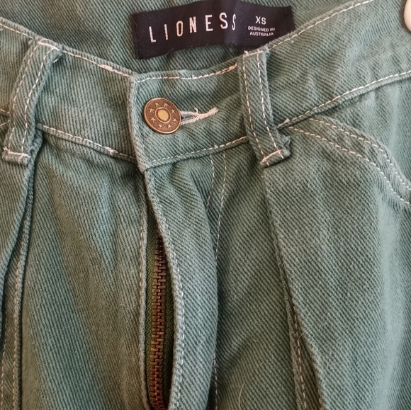 Lioness Miami Vice Oversized Loose Fit Baggy Carpenter Skater Green Cargo Jeans - Picture 5 of 6